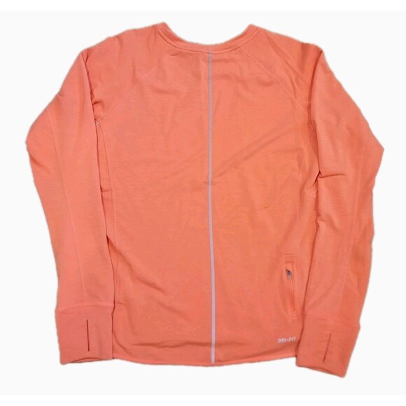 Nike Dri Fit Sprint Fleece Raglan Sleeve Running Crew Orange/Reflective Silver M - Picture 2 of 7